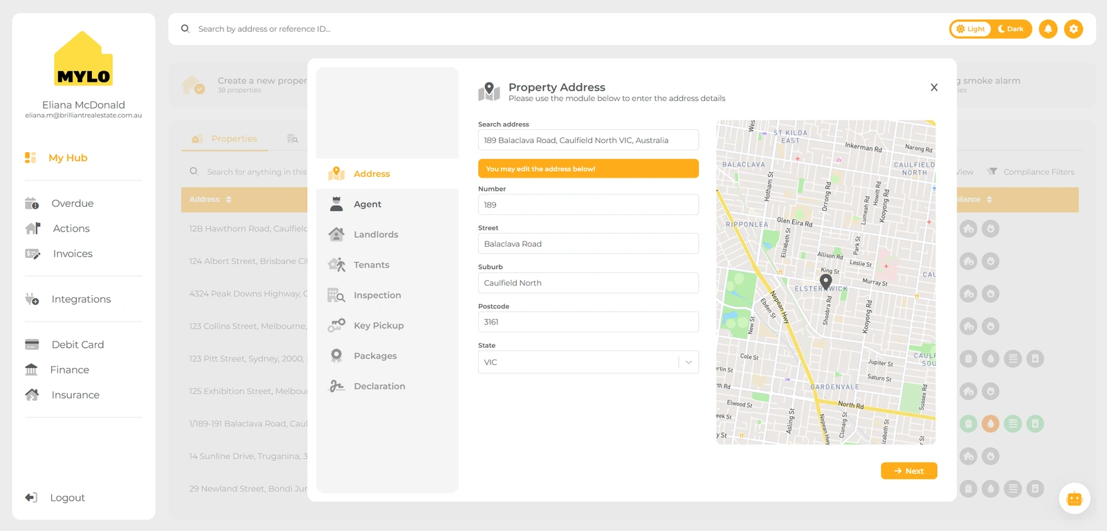 MYLO Portal new property view