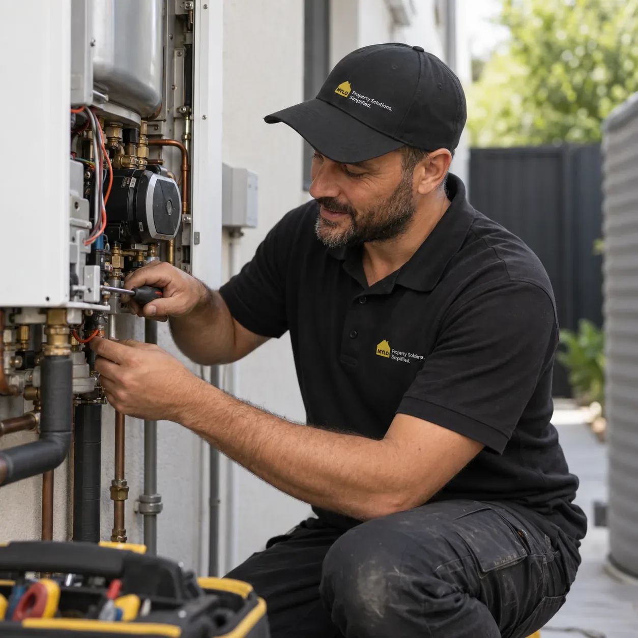 MYLO tradie servicing a boiler